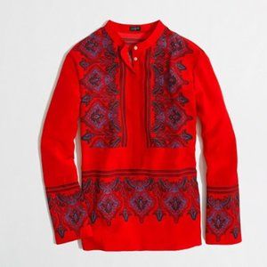 J. Crew Paisley Tunic Red Popover Size XXS 00 0 2